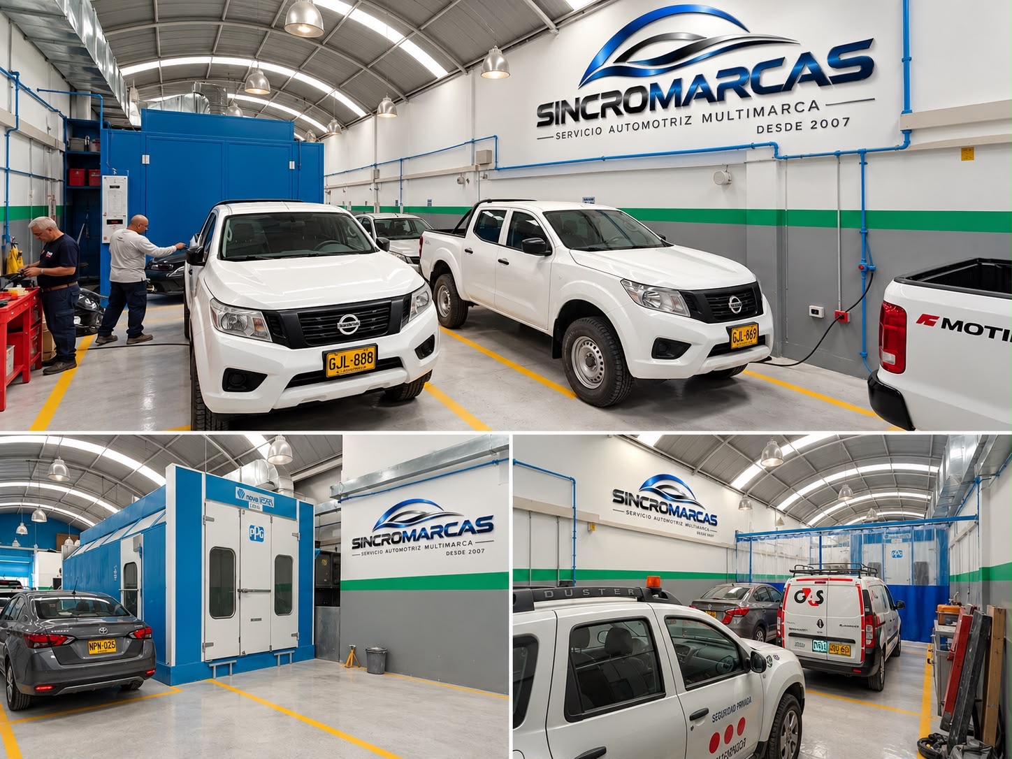 Instalaciones de latonería y pintura de Sincromarcas, cabina y áreas de trabajo